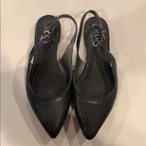 Black sling back flats
